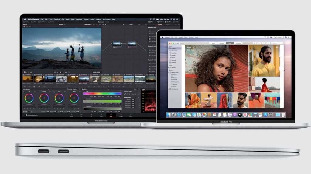 Apple Macbook Pro 13'' e 16'' / Em baixo: Macbook Air (perfil lateral)